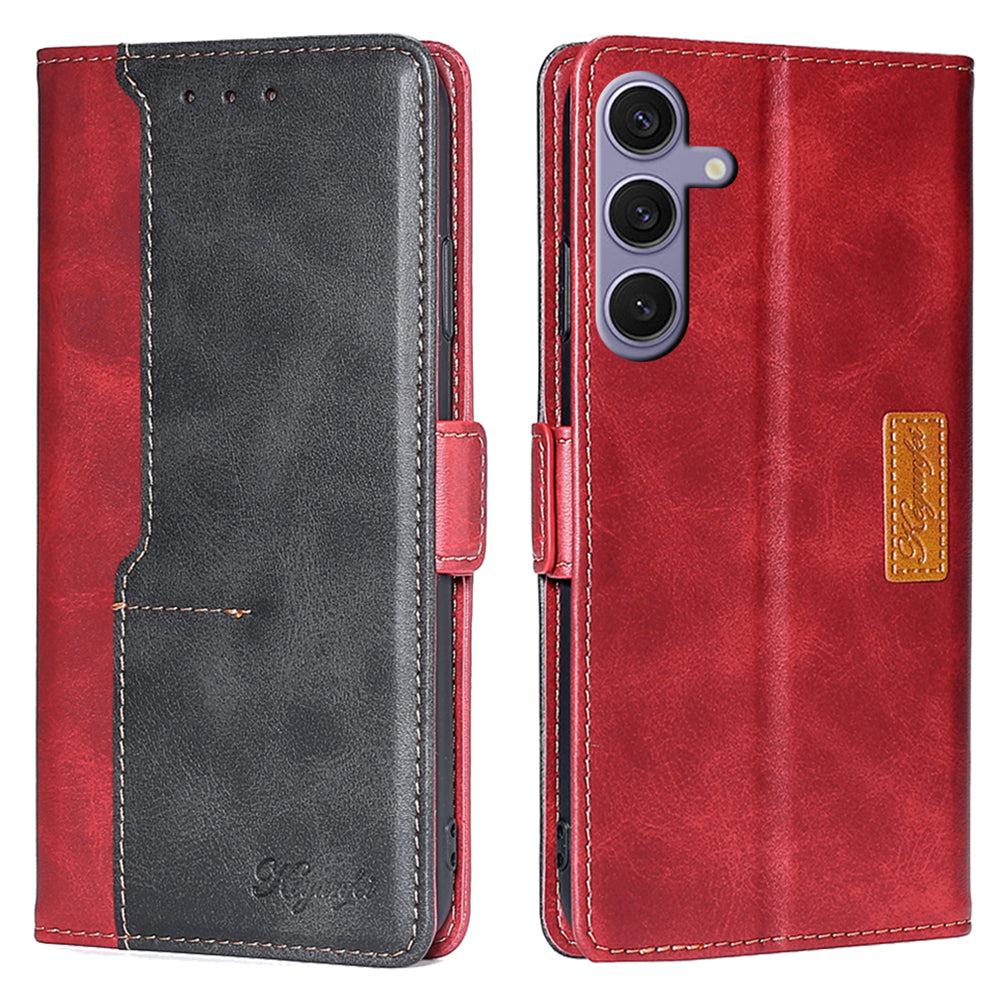 For Samsung Galaxy S24+ Case Dual Color Phone Leather Cover with Wallet Card Slots