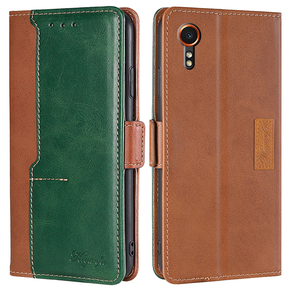 For Samsung Galaxy Xcover7 Leather Case Splicing Color Wallet Phone Cover