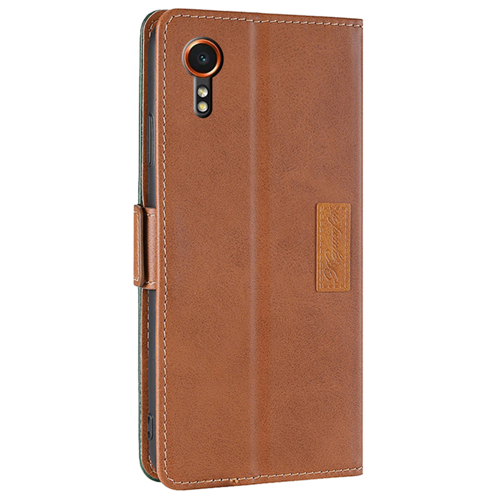 For Samsung Galaxy Xcover7 Leather Case Splicing Color Wallet Phone Cover