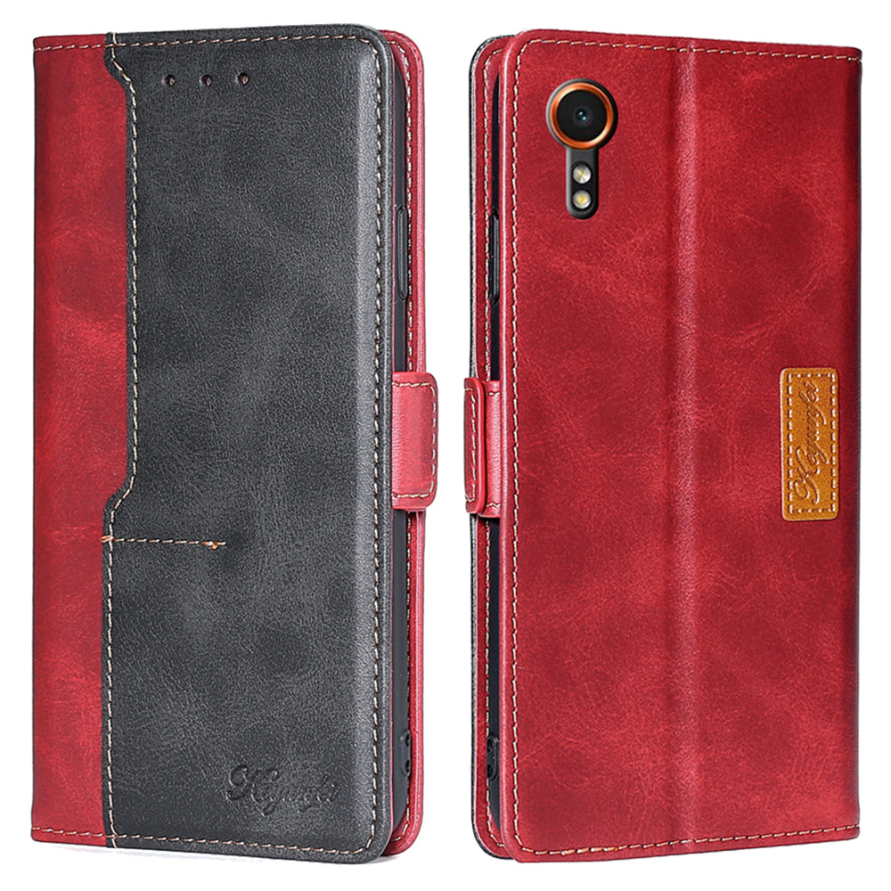 For Samsung Galaxy Xcover7 Leather Case Splicing Color Wallet Phone Cover
