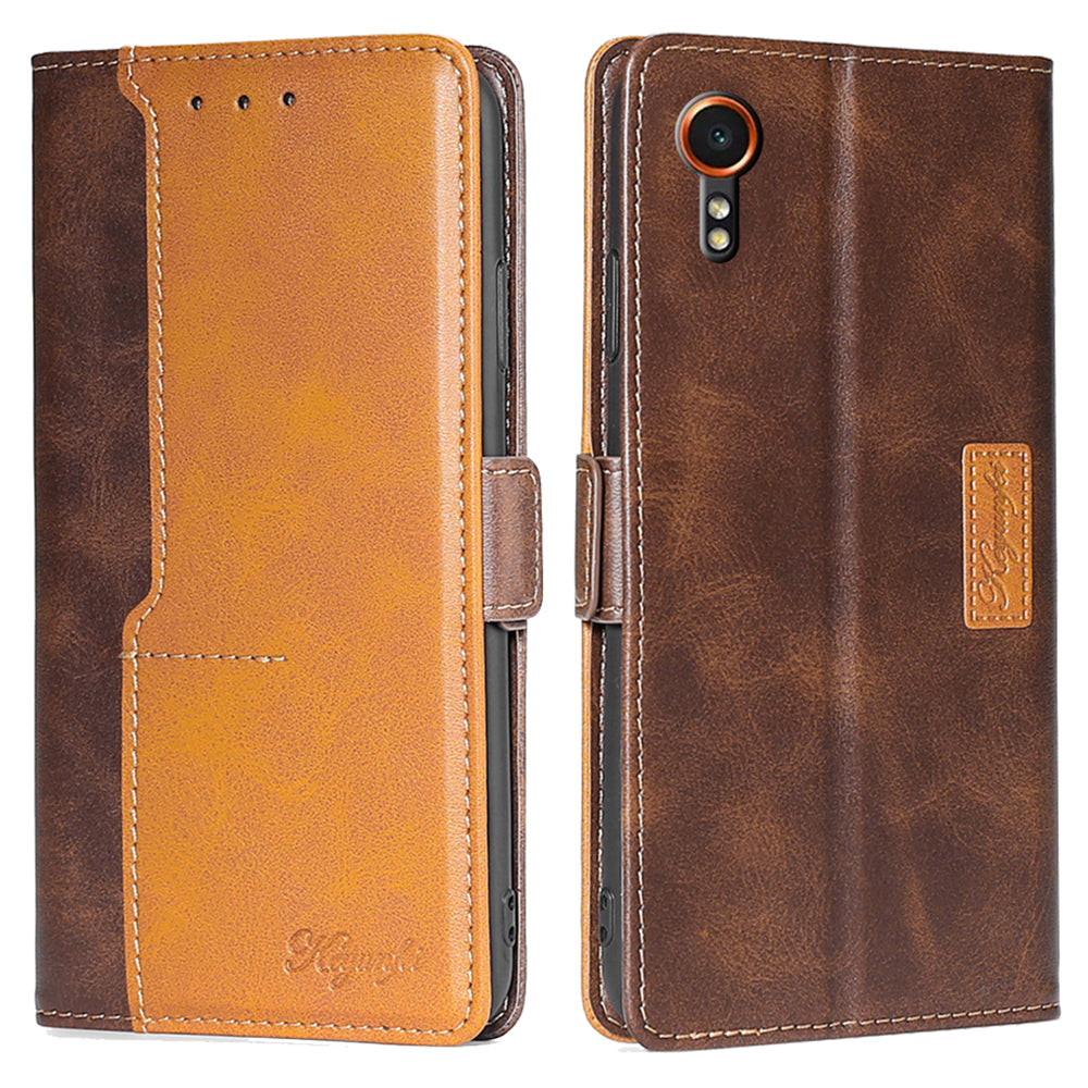 For Samsung Galaxy Xcover7 Leather Case Splicing Color Wallet Phone Cover