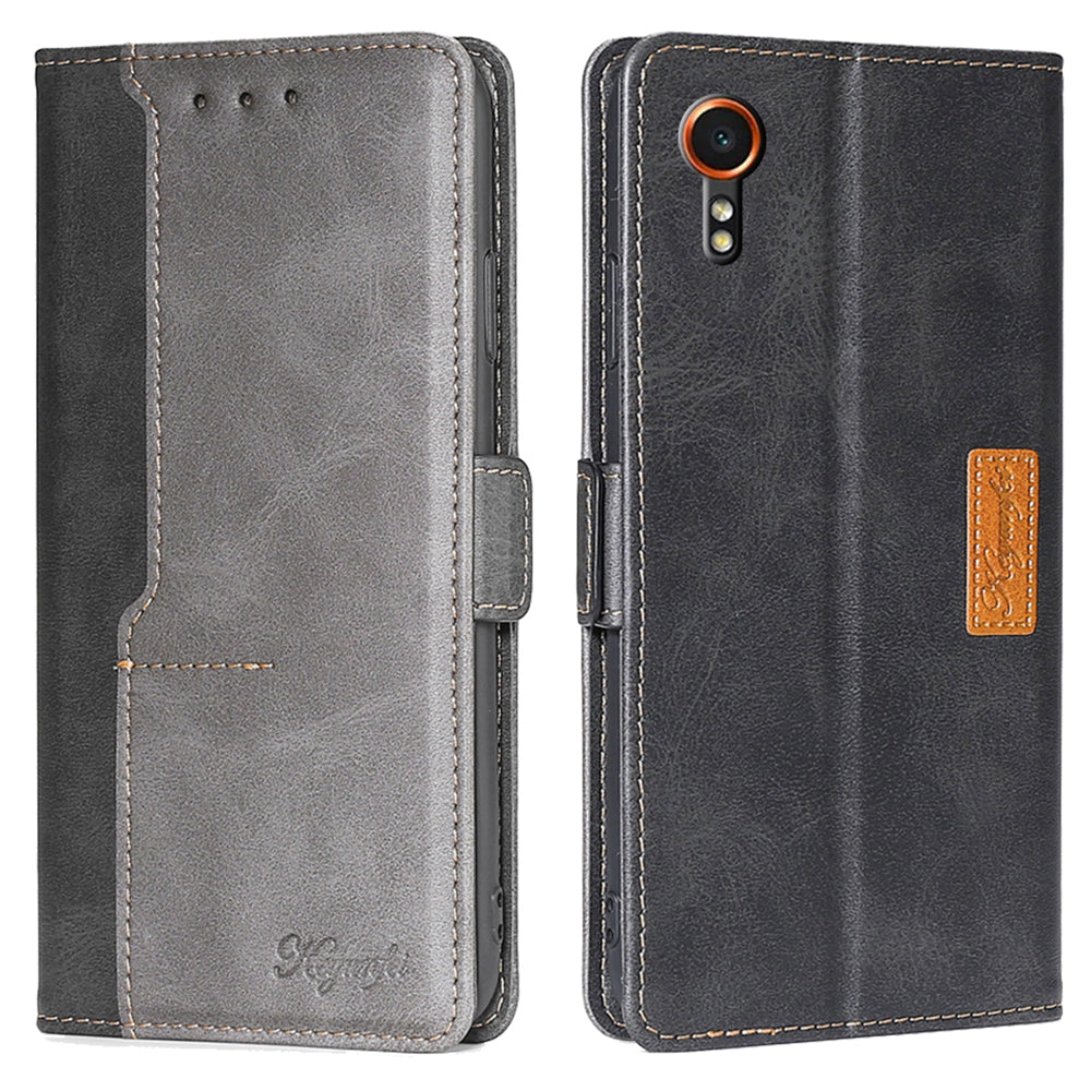 For Samsung Galaxy Xcover7 Leather Case Splicing Color Wallet Phone Cover