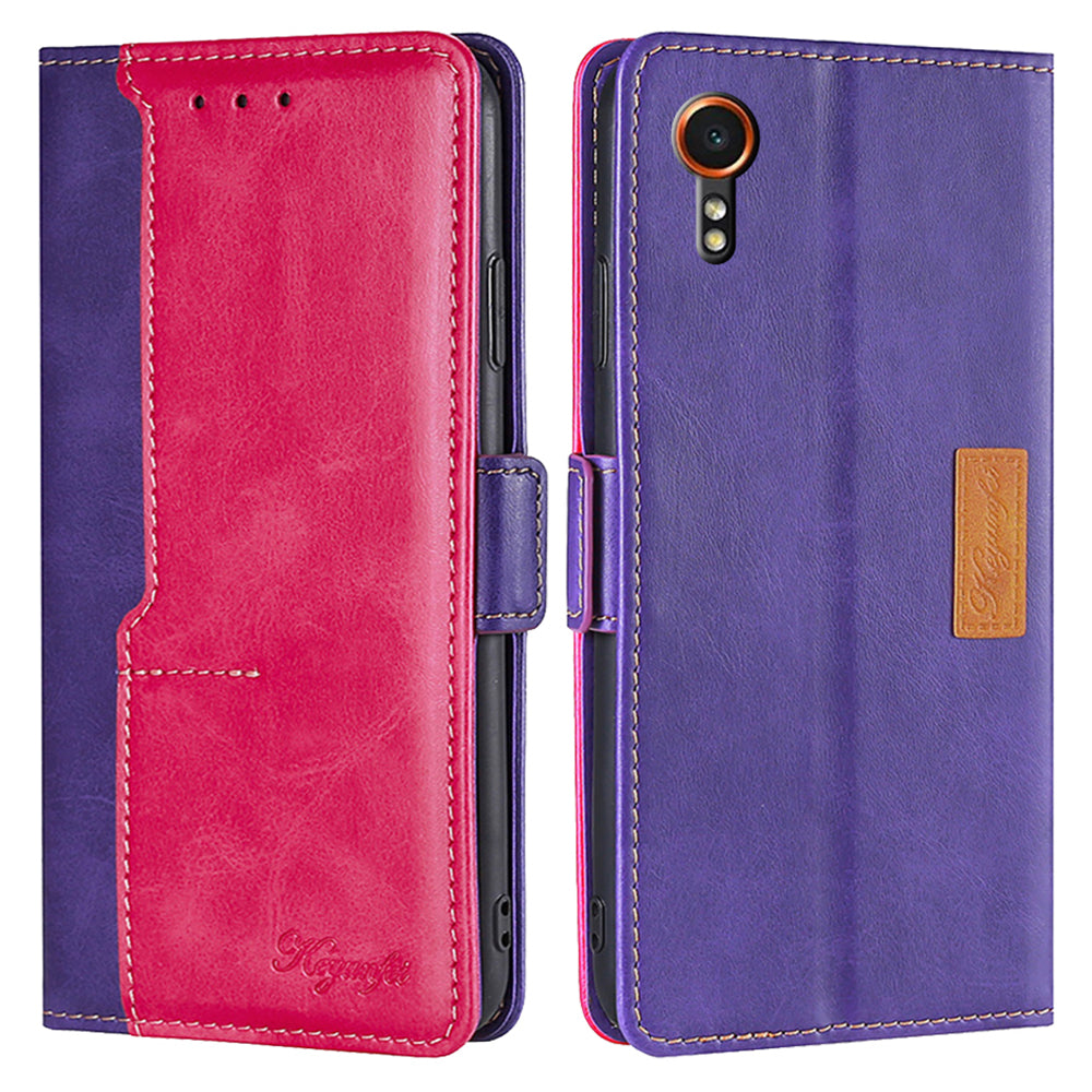 For Samsung Galaxy Xcover7 Leather Case Splicing Color Wallet Phone Cover
