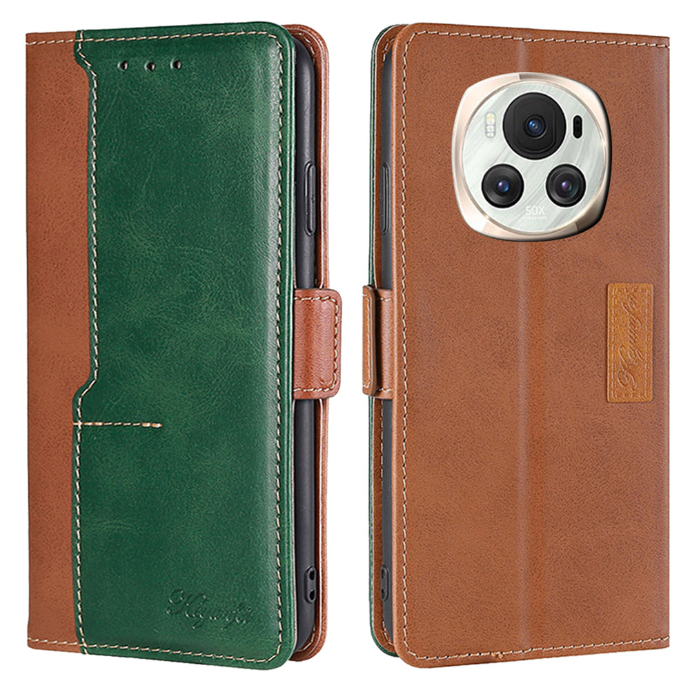 For Honor Magic6 5G Case Dual-Color Leather Flip Stand Phone Cover