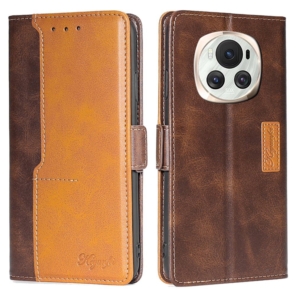 For Honor Magic6 5G Case Dual-Color Leather Flip Stand Phone Cover