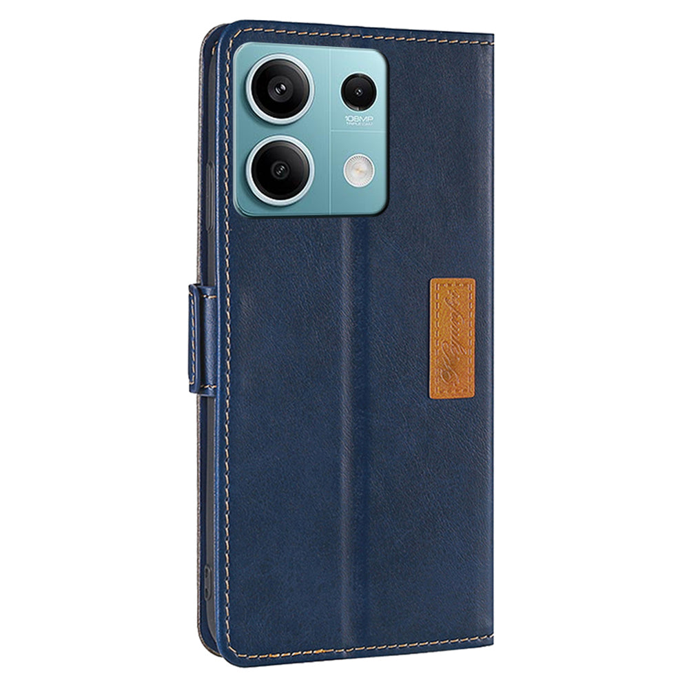 For Xiaomi Redmi Note 13 4G Magnetic Phone Case Dual-color PU Leather Stand Cover