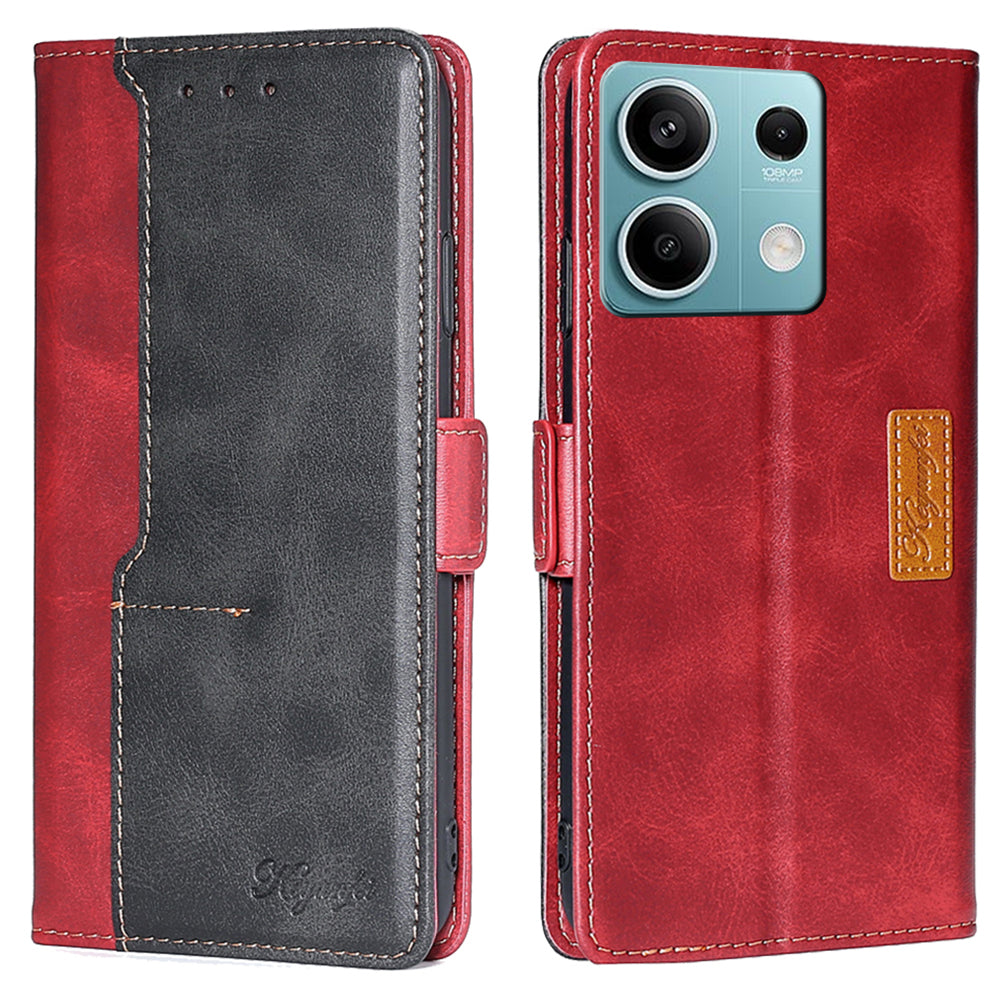 For Xiaomi Redmi Note 13 4G Magnetic Phone Case Dual-color PU Leather Stand Cover