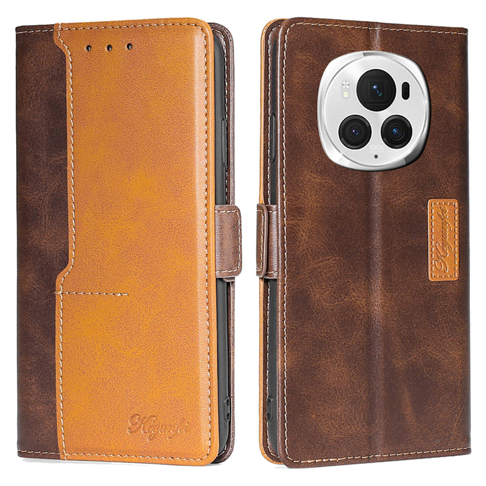 For Honor Magic6 Pro 5G Leather Case Wallet Dual Color Retro Phone Cover