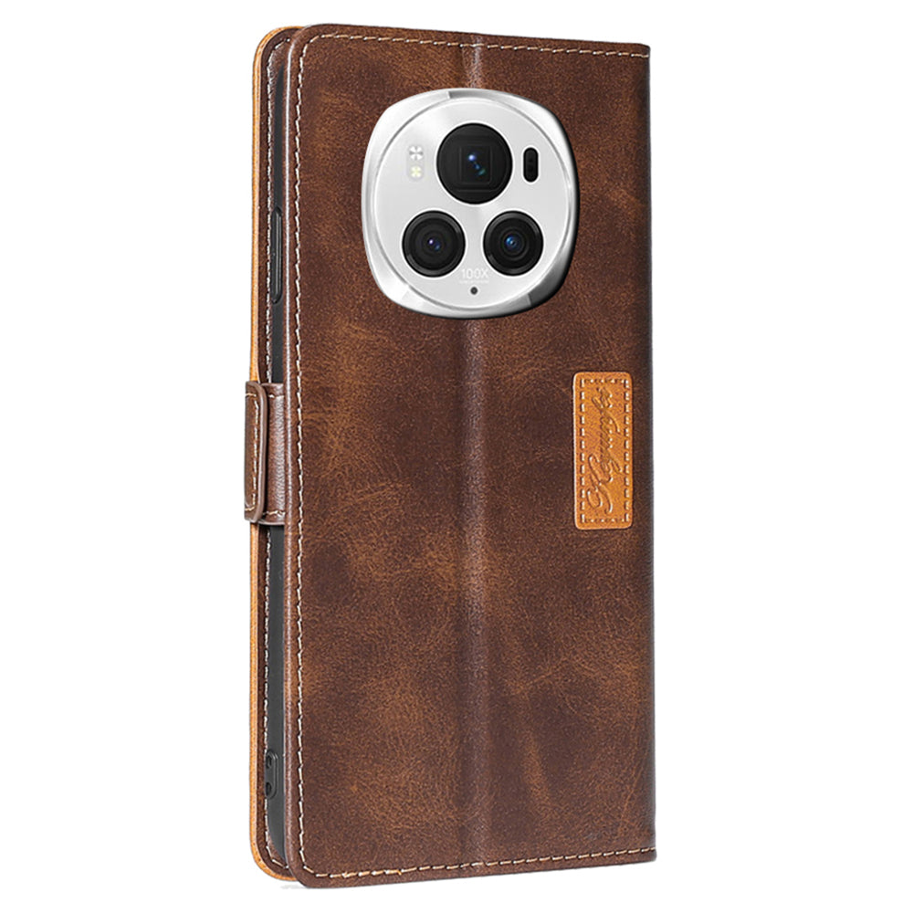 For Honor Magic6 Pro 5G Leather Case Wallet Dual Color Retro Phone Cover