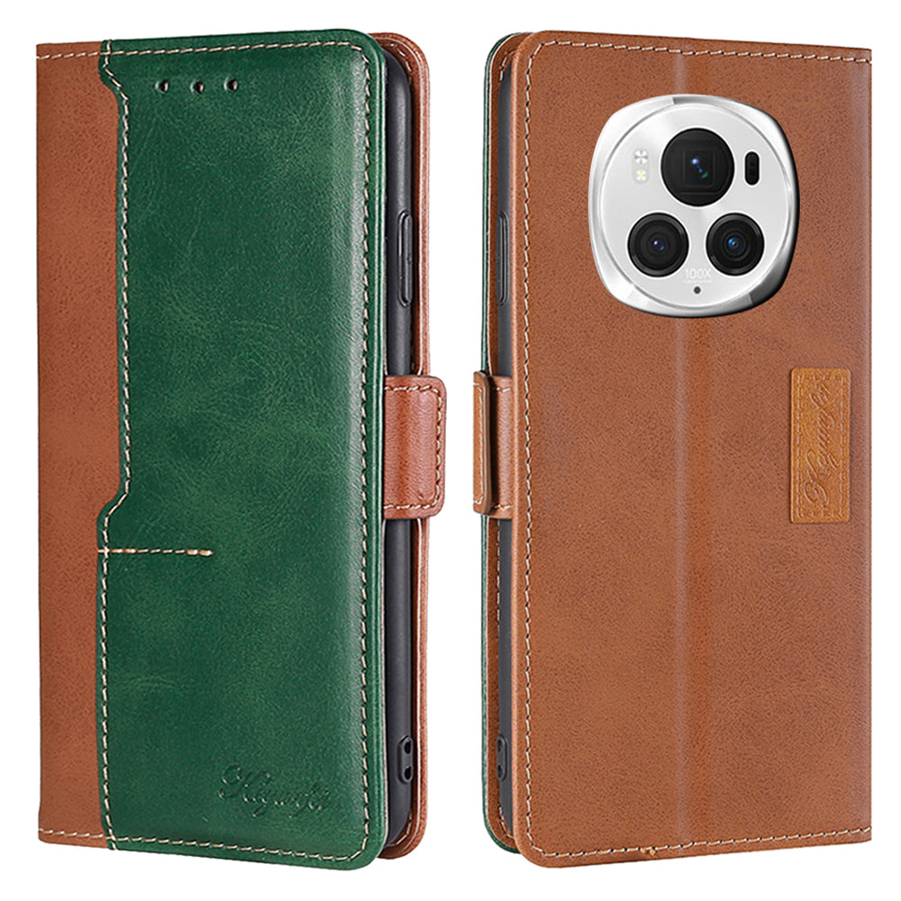 For Honor Magic6 Pro 5G Leather Case Wallet Dual Color Retro Phone Cover