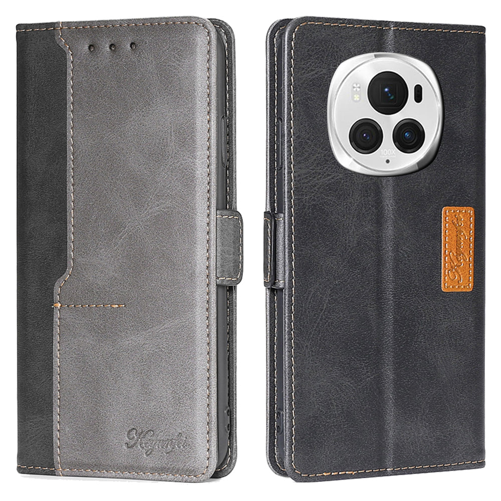 For Honor Magic6 Pro 5G Leather Case Wallet Dual Color Retro Phone Cover