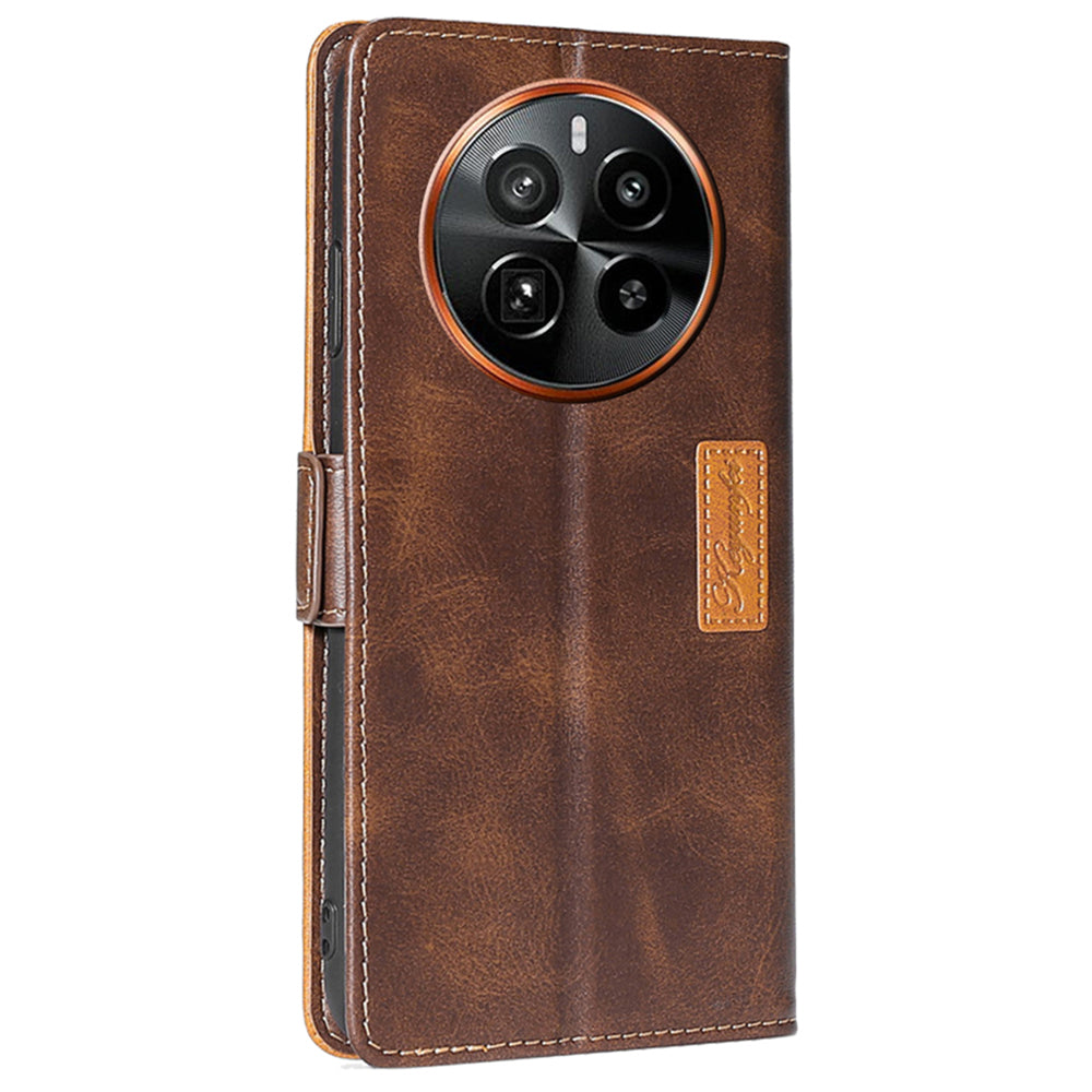 For Realme GT5 Pro 5G Wallet Case Dual-color PU Leather Stand Mobile Phone Cover
