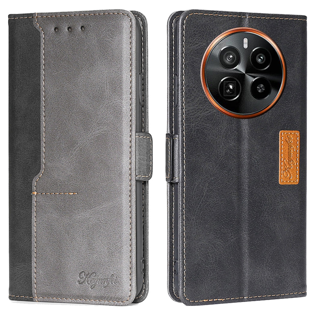 For Realme GT5 Pro 5G Wallet Case Dual-color PU Leather Stand Mobile Phone Cover