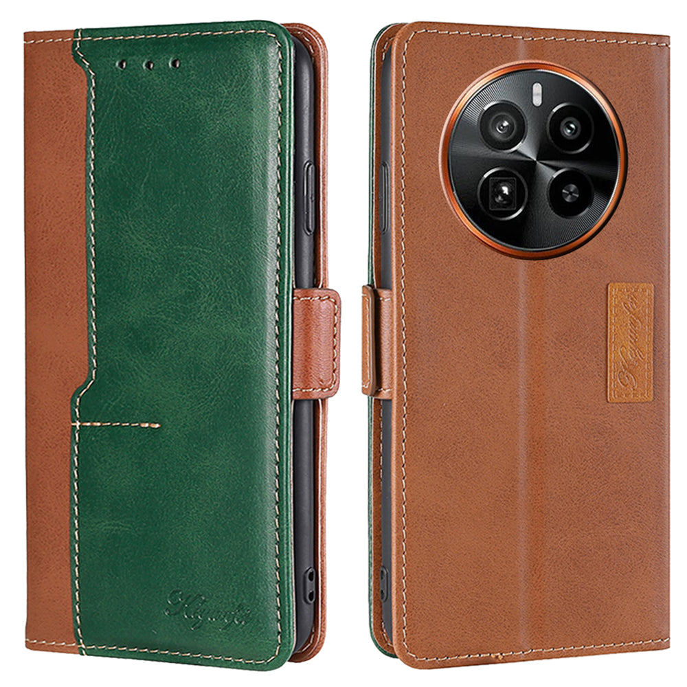 For Realme GT5 Pro 5G Wallet Case Dual-color PU Leather Stand Mobile Phone Cover