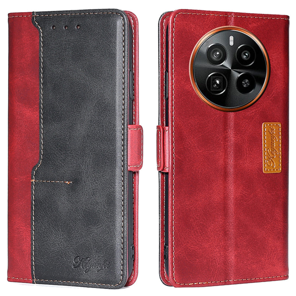 For Realme GT5 Pro 5G Wallet Case Dual-color PU Leather Stand Mobile Phone Cover