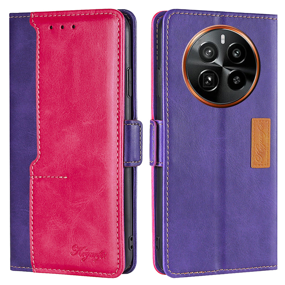For Realme GT5 Pro 5G Wallet Case Dual-color PU Leather Stand Mobile Phone Cover