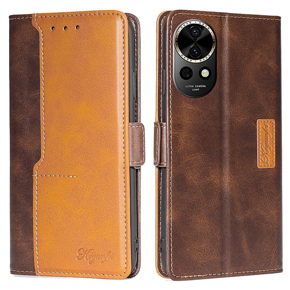 For Huawei nova 12 5G Cell Phone Case Dual-color PU Leather Cover with Magnetic Closure