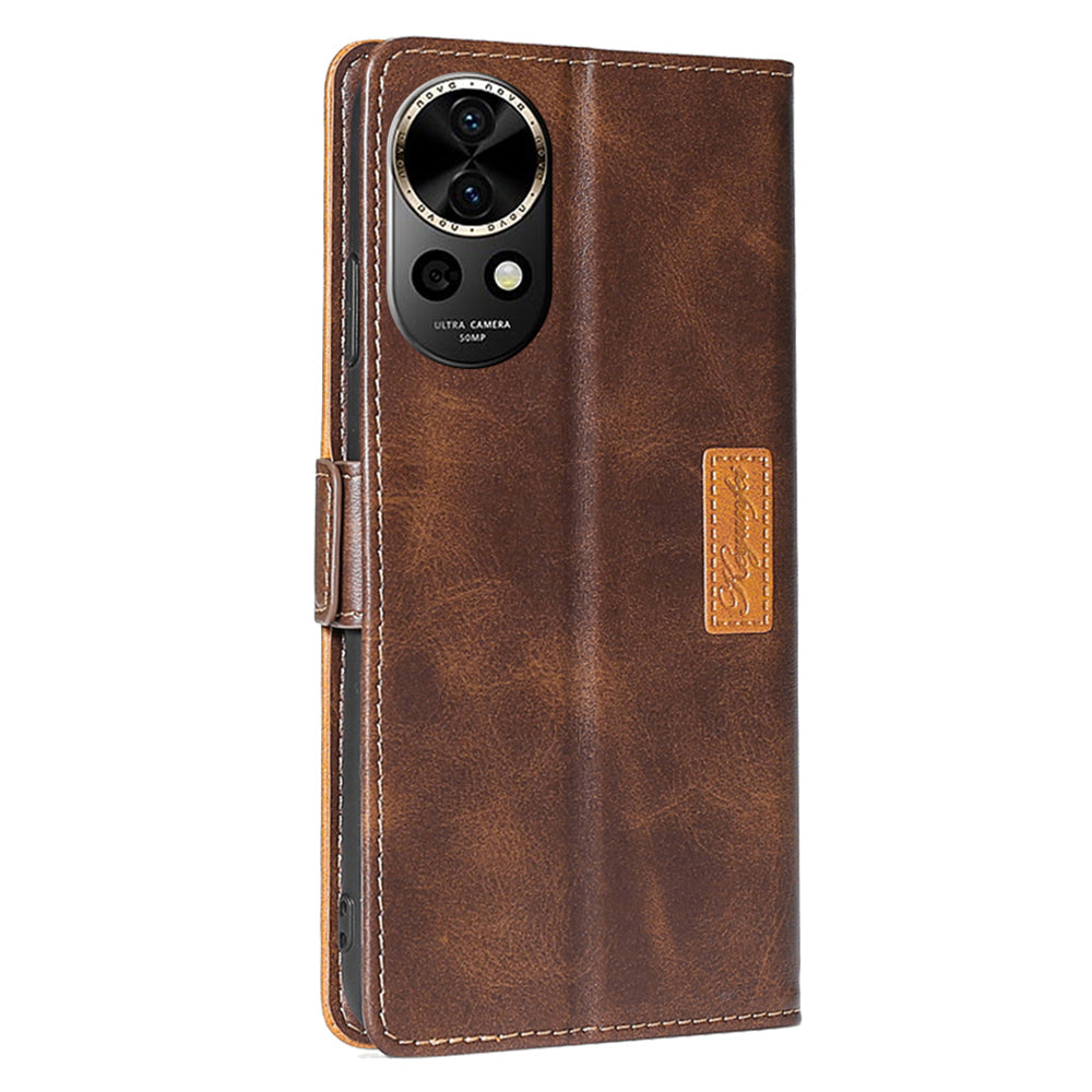 For Huawei nova 12 5G Cell Phone Case Dual-color PU Leather Cover with Magnetic Closure