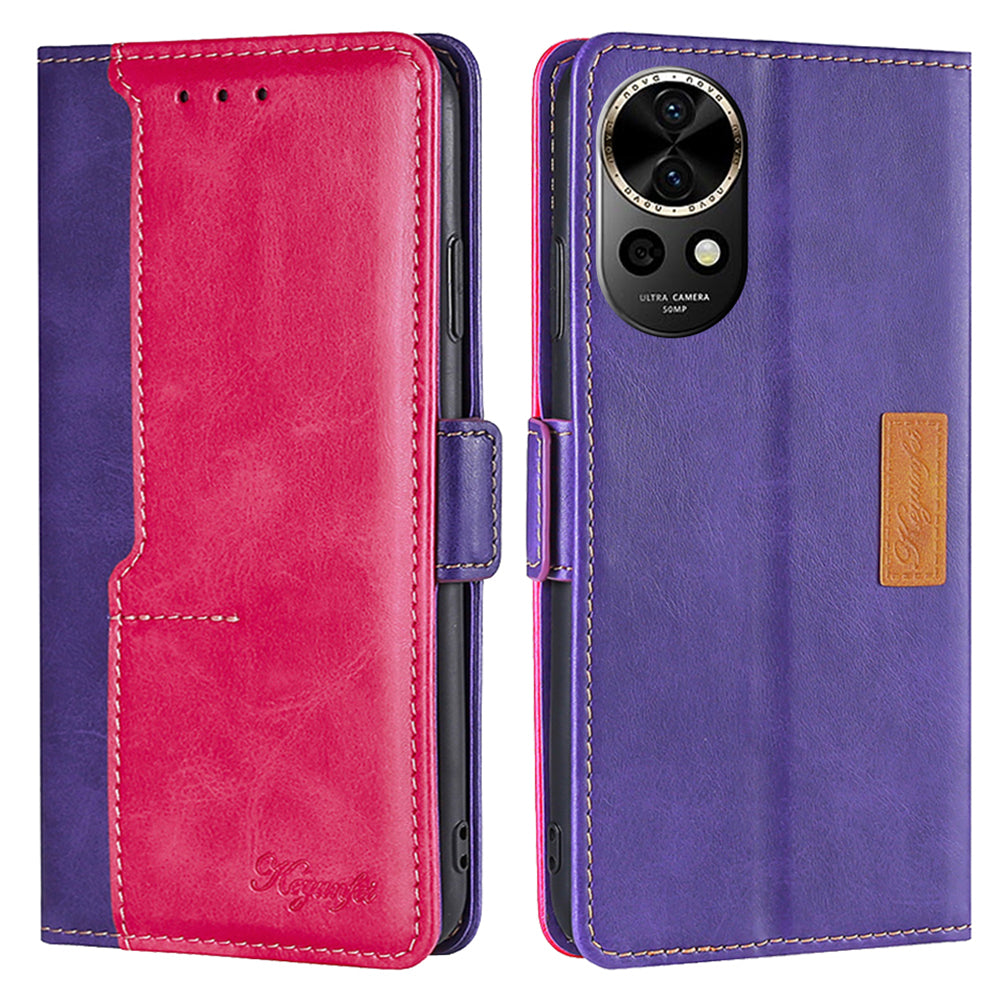 For Huawei nova 12 5G Cell Phone Case Dual-color PU Leather Cover with Magnetic Closure