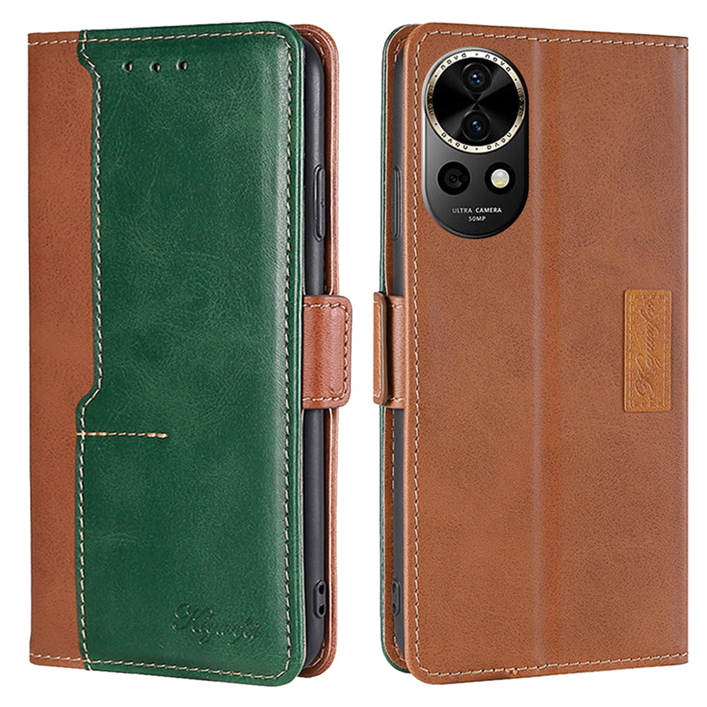 For Huawei nova 12 5G Cell Phone Case Dual-color PU Leather Cover with Magnetic Closure