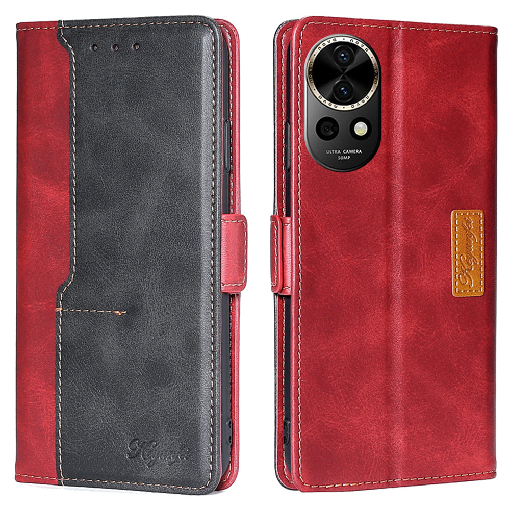 For Huawei nova 12 5G Cell Phone Case Dual-color PU Leather Cover with Magnetic Closure