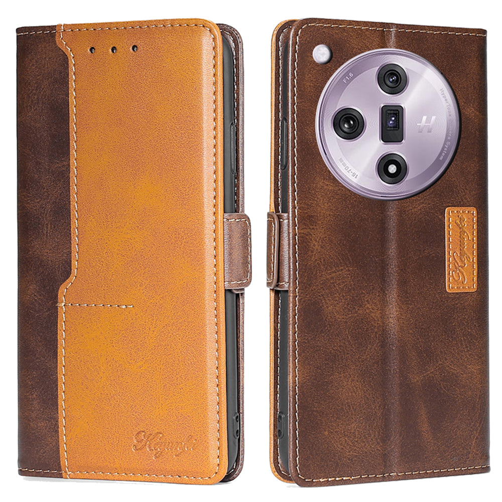 For Oppo Find X7 5G Case Color Contrast PU Leather Stand Wallet Phone Cover