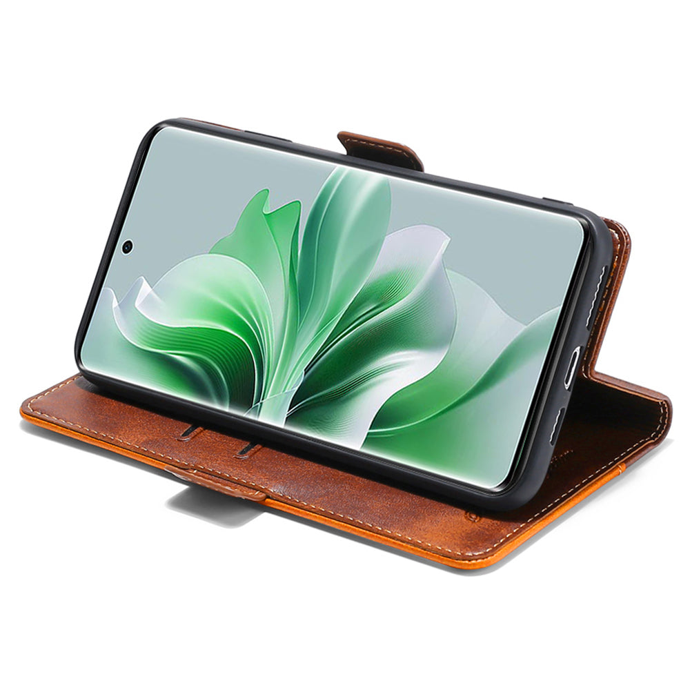 For Oppo Find X7 5G Case Color Contrast PU Leather Stand Wallet Phone Cover
