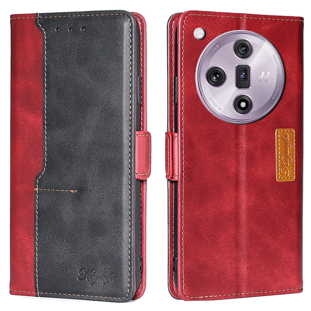 For Oppo Find X7 5G Case Color Contrast PU Leather Stand Wallet Phone Cover