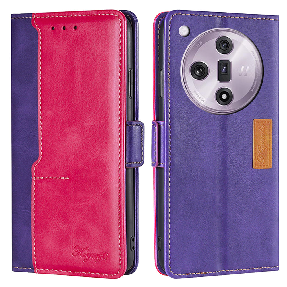 For Oppo Find X7 5G Case Color Contrast PU Leather Stand Wallet Phone Cover
