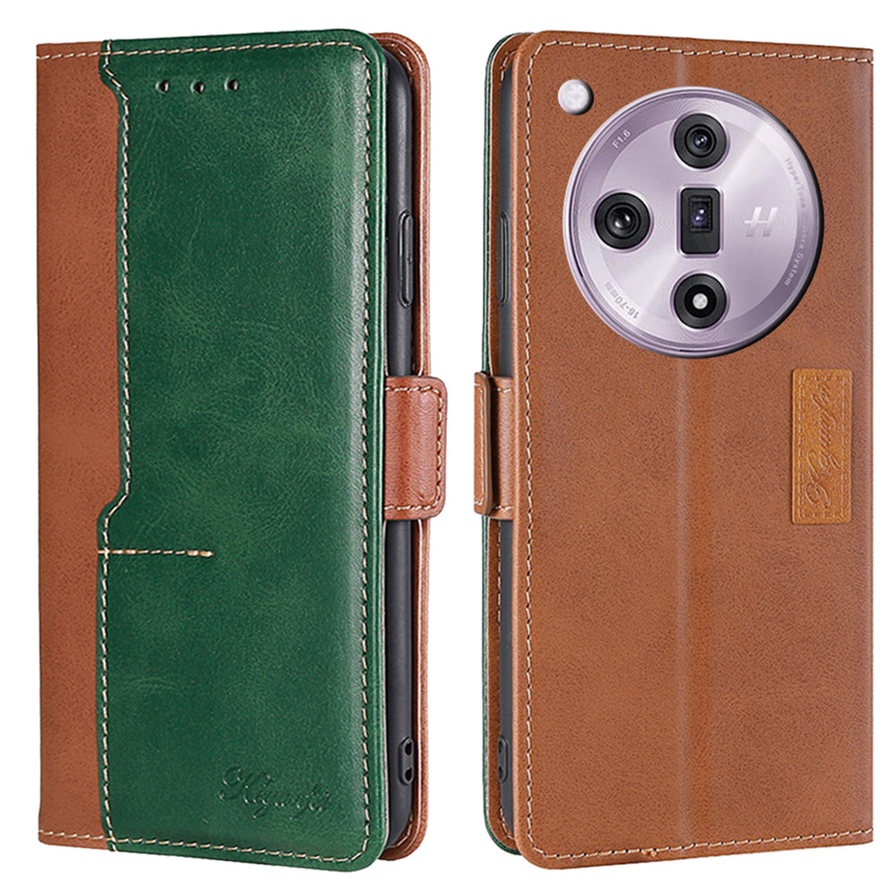 For Oppo Find X7 5G Case Color Contrast PU Leather Stand Wallet Phone Cover