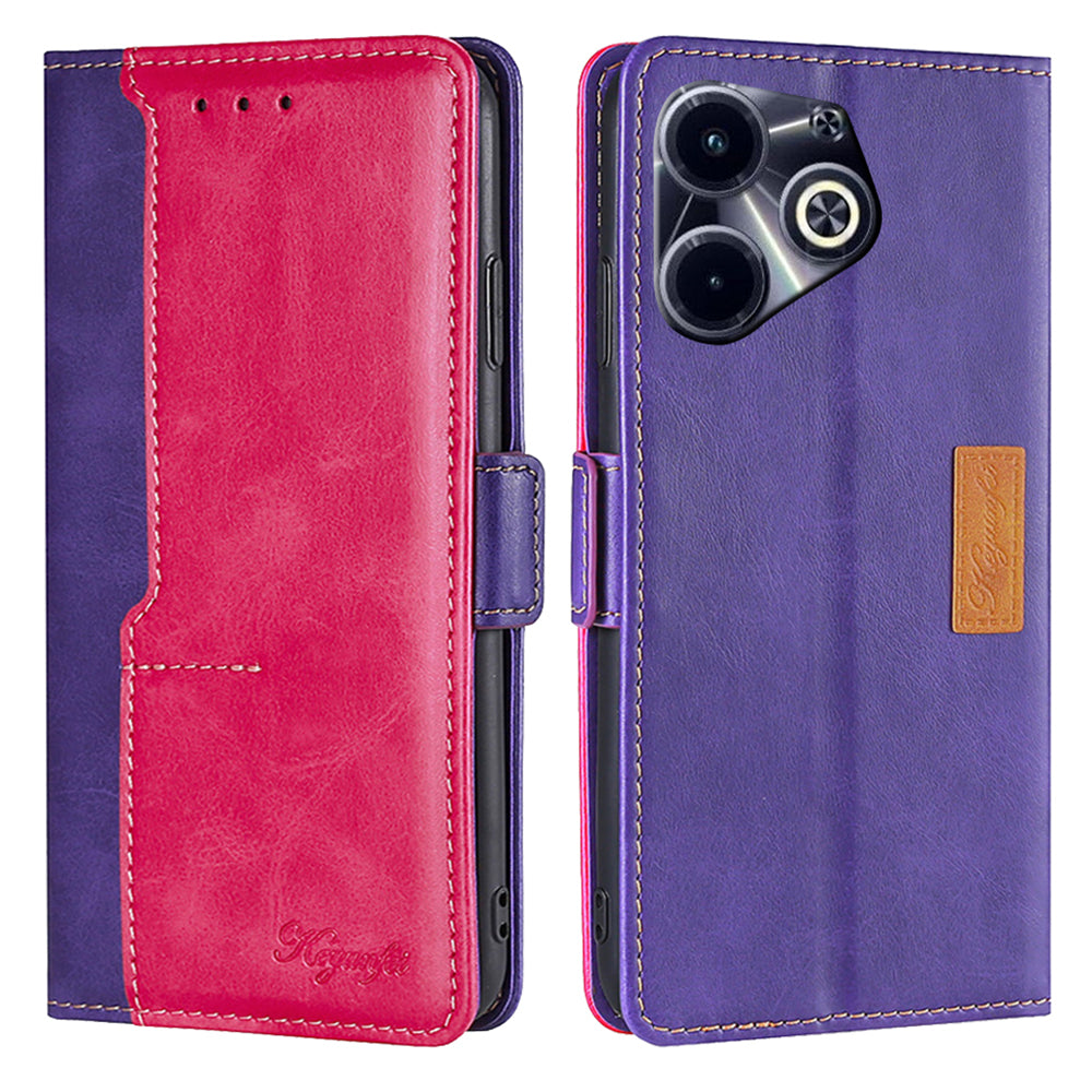 For Transsion Infinix Hot 40i Leather Case Dual-color Flip Stand Smart Phone Cover