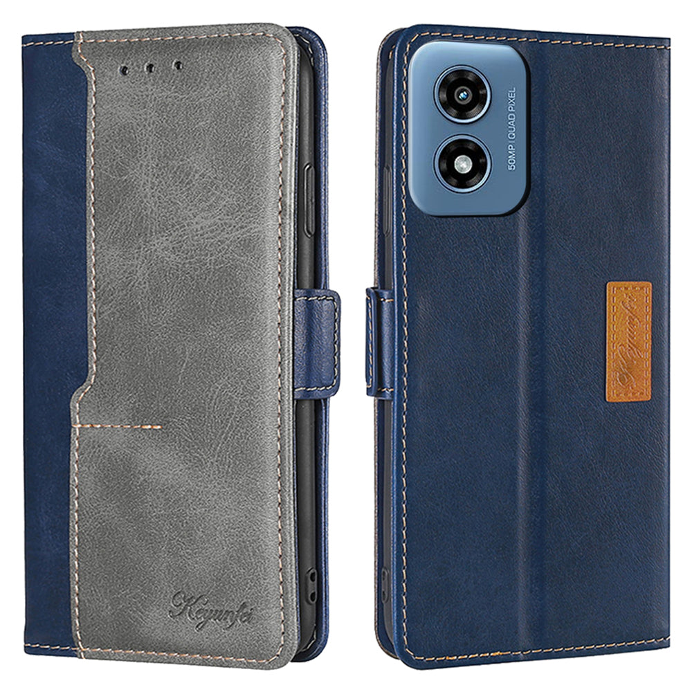 For Motorola Moto G Play (2024) 4G Case Dual-Color Stand Leather Flip Phone Cover