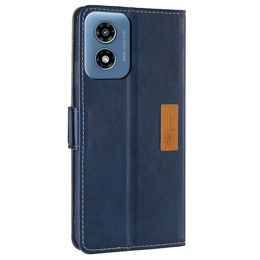 For Motorola Moto G Play (2024) 4G Case Dual-Color Stand Leather Flip Phone Cover