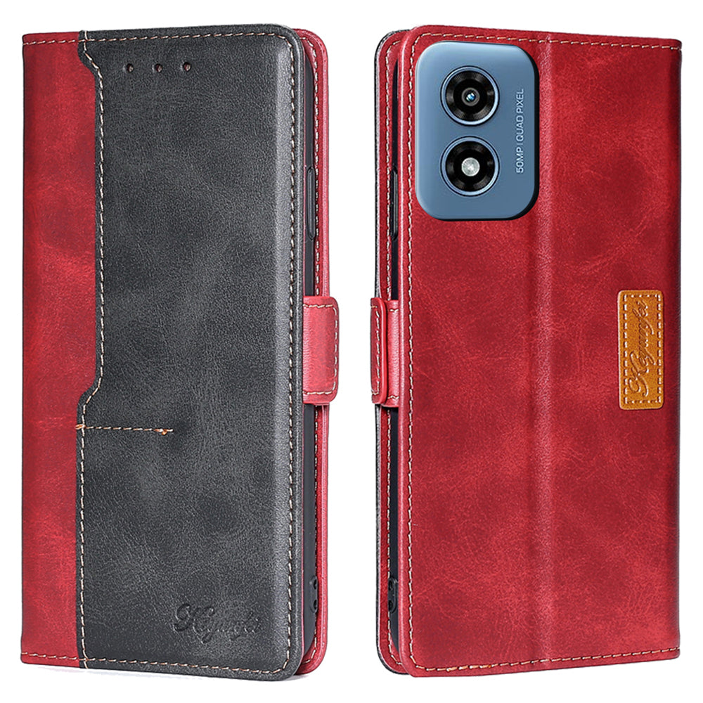 For Motorola Moto G Play (2024) 4G Case Dual-Color Stand Leather Flip Phone Cover