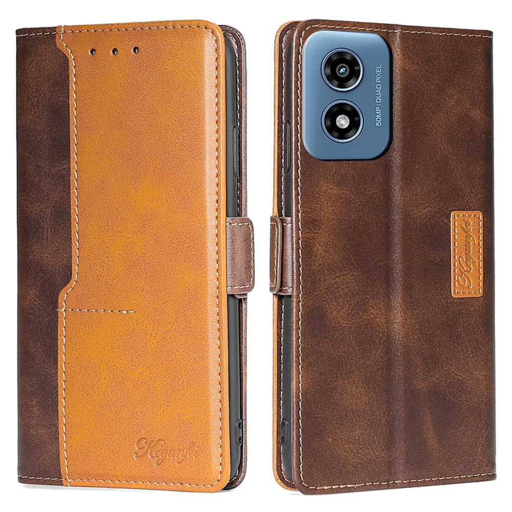 For Motorola Moto G Play (2024) 4G Case Dual-Color Stand Leather Flip Phone Cover