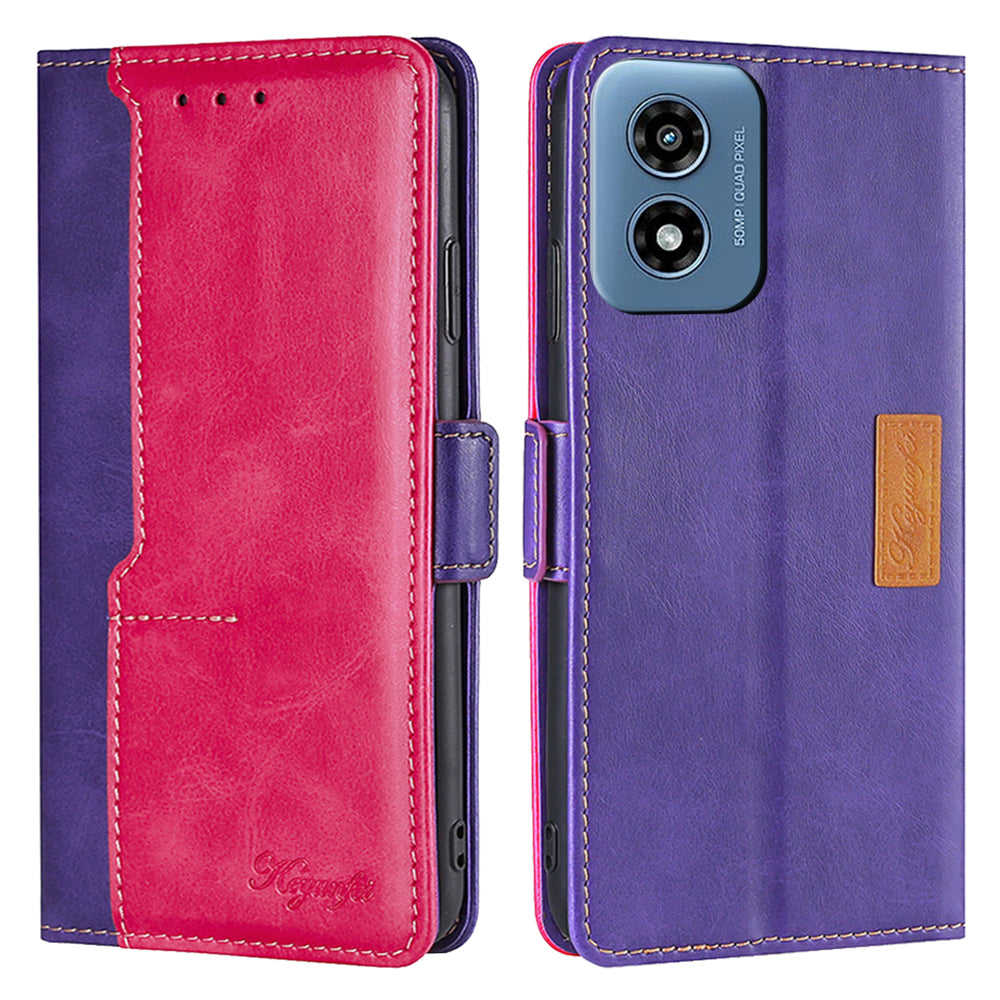 For Motorola Moto G Play (2024) 4G Case Dual-Color Stand Leather Flip Phone Cover