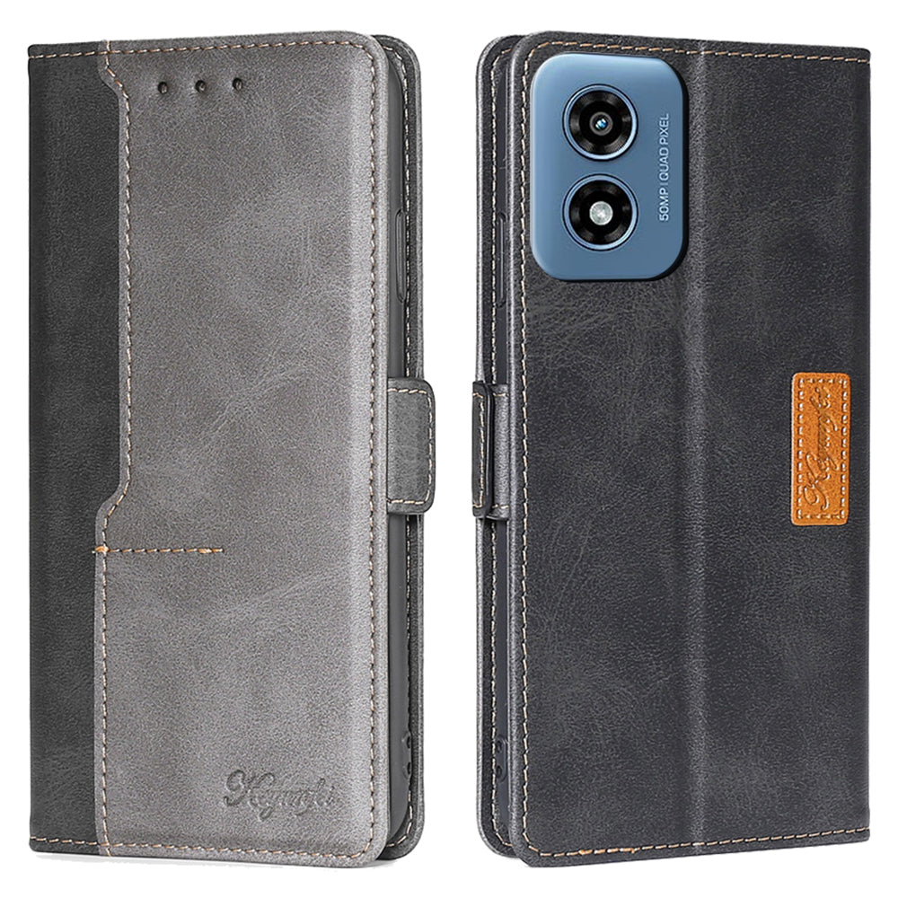 For Motorola Moto G Play (2024) 4G Case Dual-Color Stand Leather Flip Phone Cover