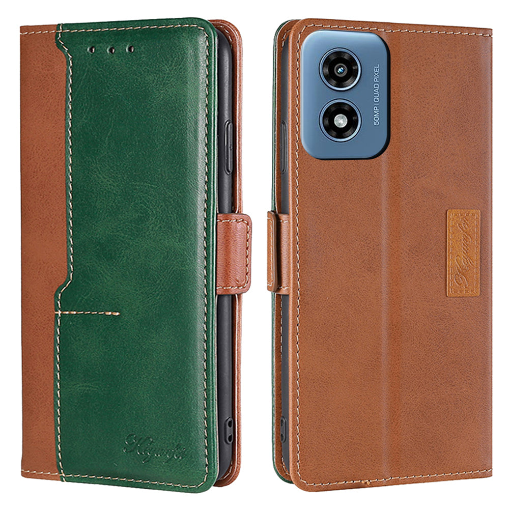 For Motorola Moto G Play (2024) 4G Case Dual-Color Stand Leather Flip Phone Cover