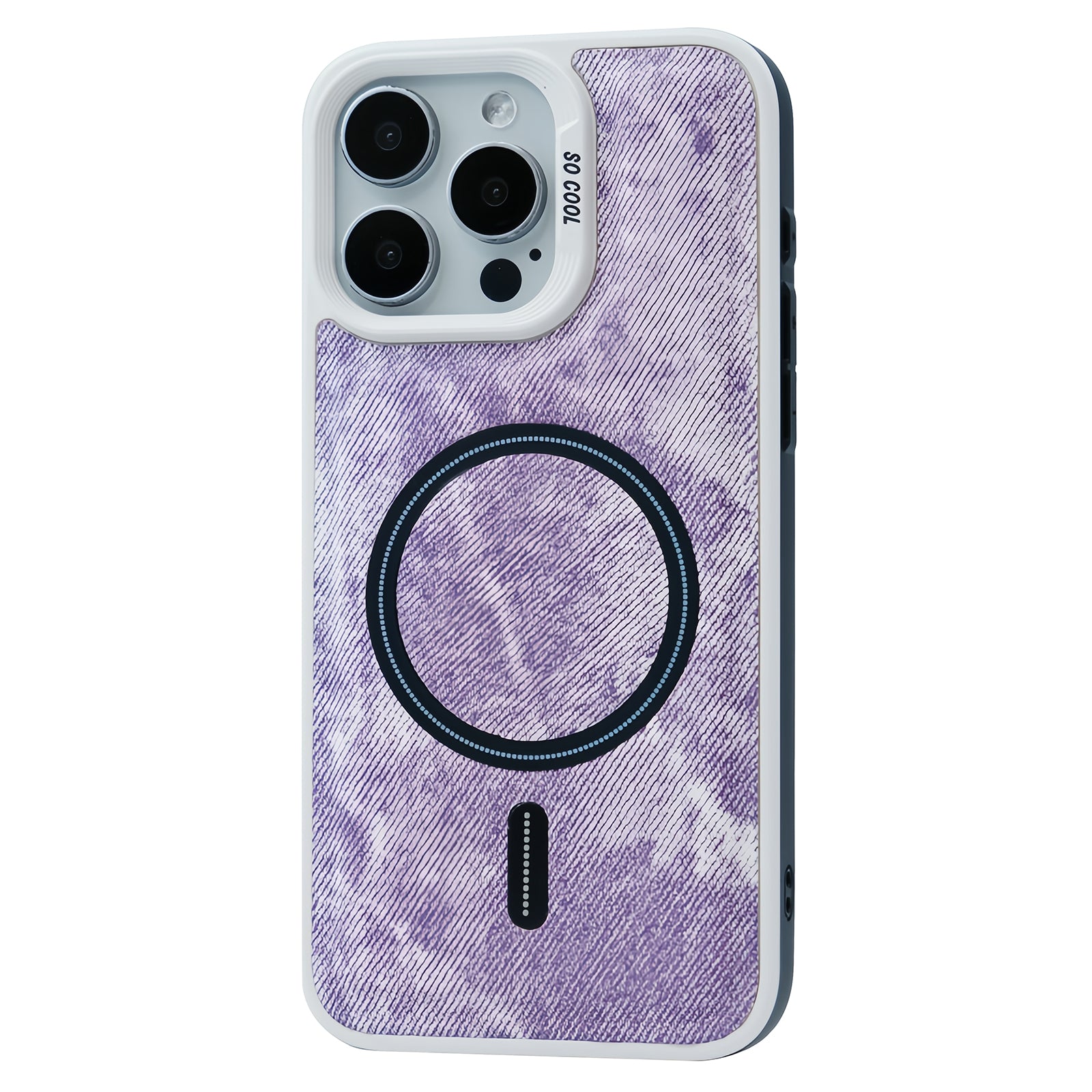 For iPhone 14 Pro Max Magnetic Phone Case Denim Cloth Texture Leather Coated PC+TPU Cover
