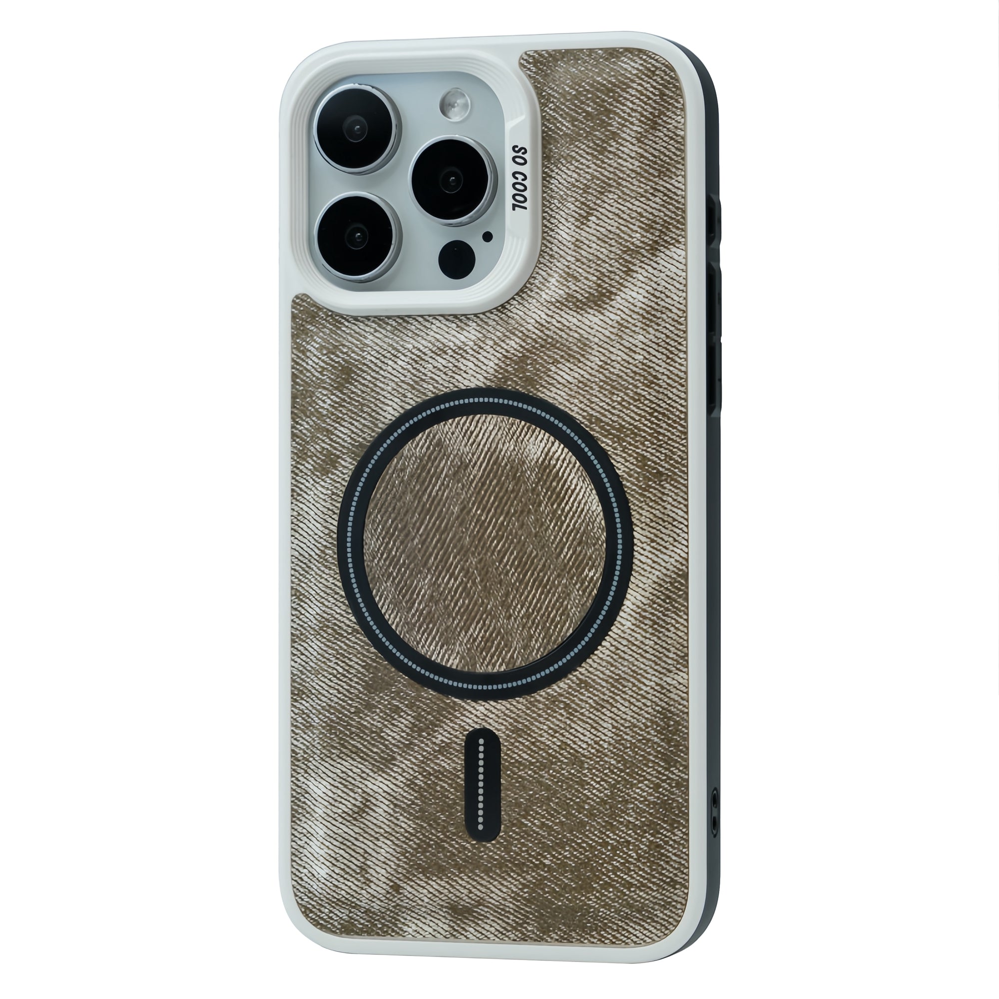 For iPhone 13 Pro Magnetic Case Denim Cloth Texture Leather Coated PC+TPU Phone Cover