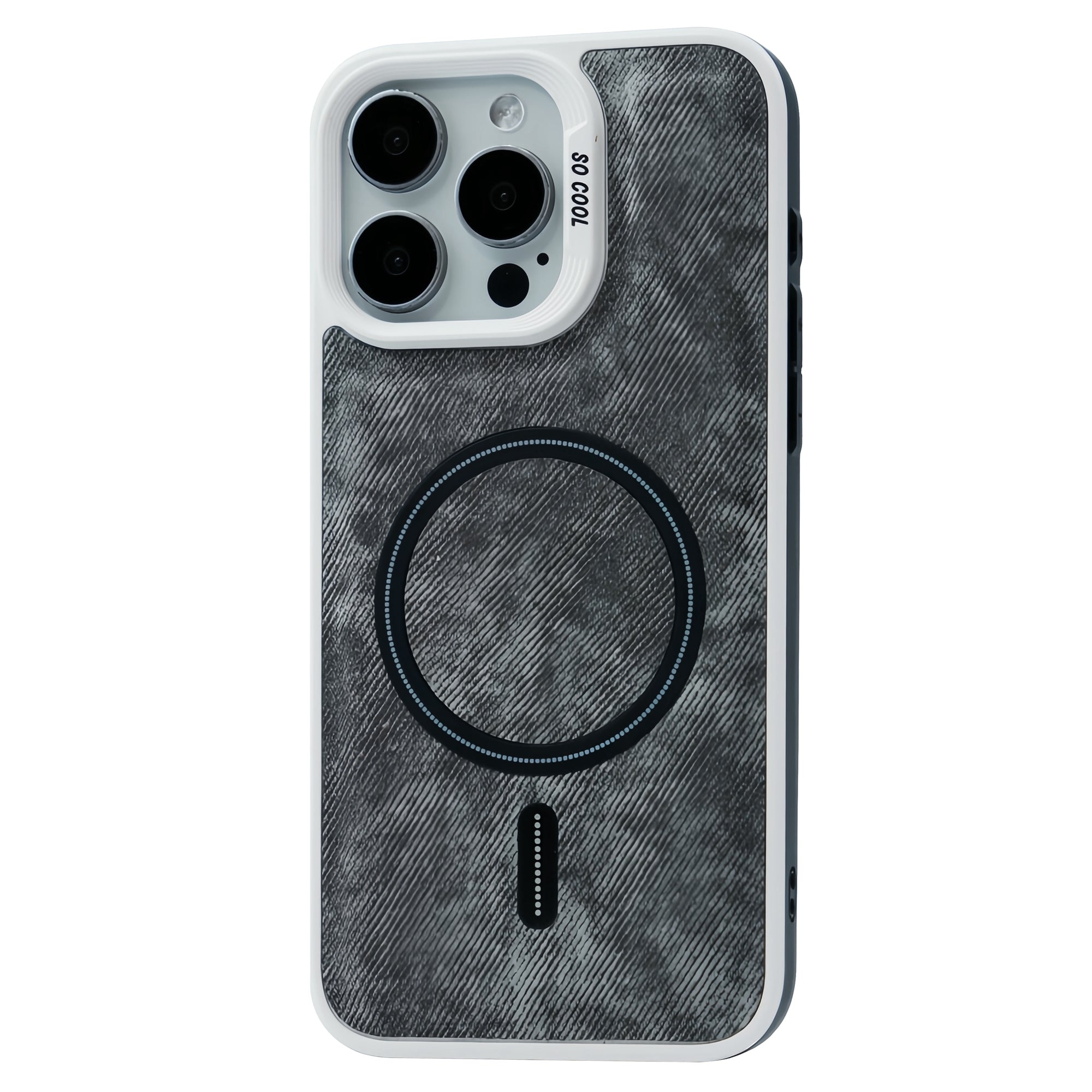 For iPhone 13 Pro Magnetic Case Denim Cloth Texture Leather Coated PC+TPU Phone Cover