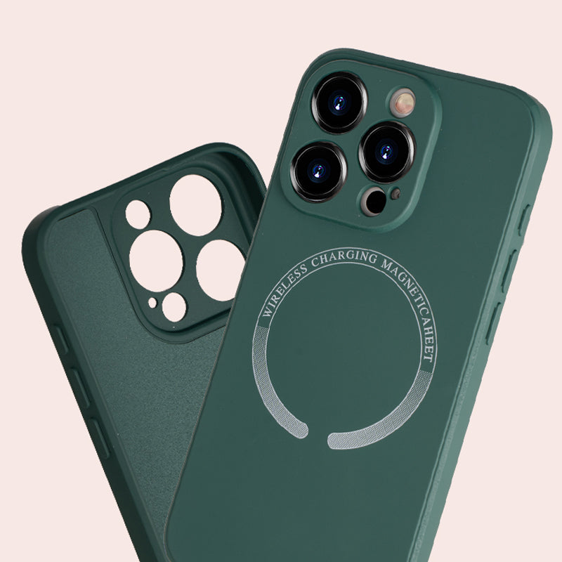 For iPhone 13 Pro Max Shock Absorbing Magnetic Case PU Leather Coated TPU Phone Cover