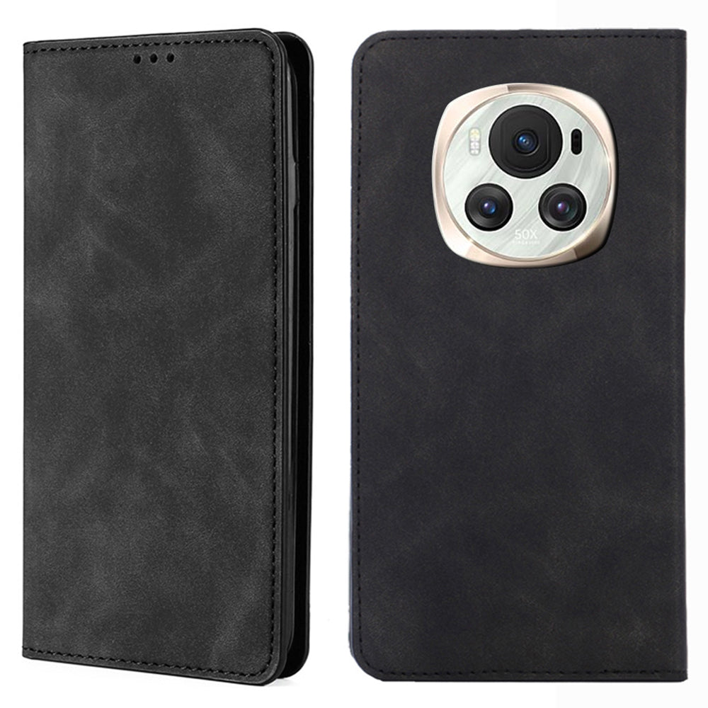 For Honor Magic6 5G PU Leather Case Skin-touch Card Slots Phone Stand Cover
