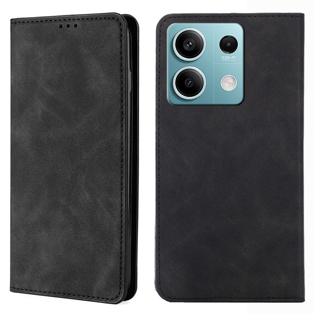 For Xiaomi Redmi Note 13 4G Case Skin-touch PU Leather Stand Smart Phone Cover