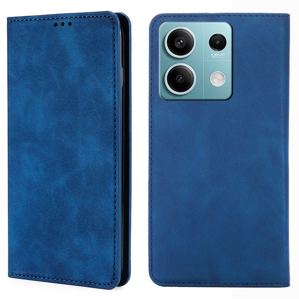 For Xiaomi Redmi Note 13 4G Case Skin-touch PU Leather Stand Smart Phone Cover