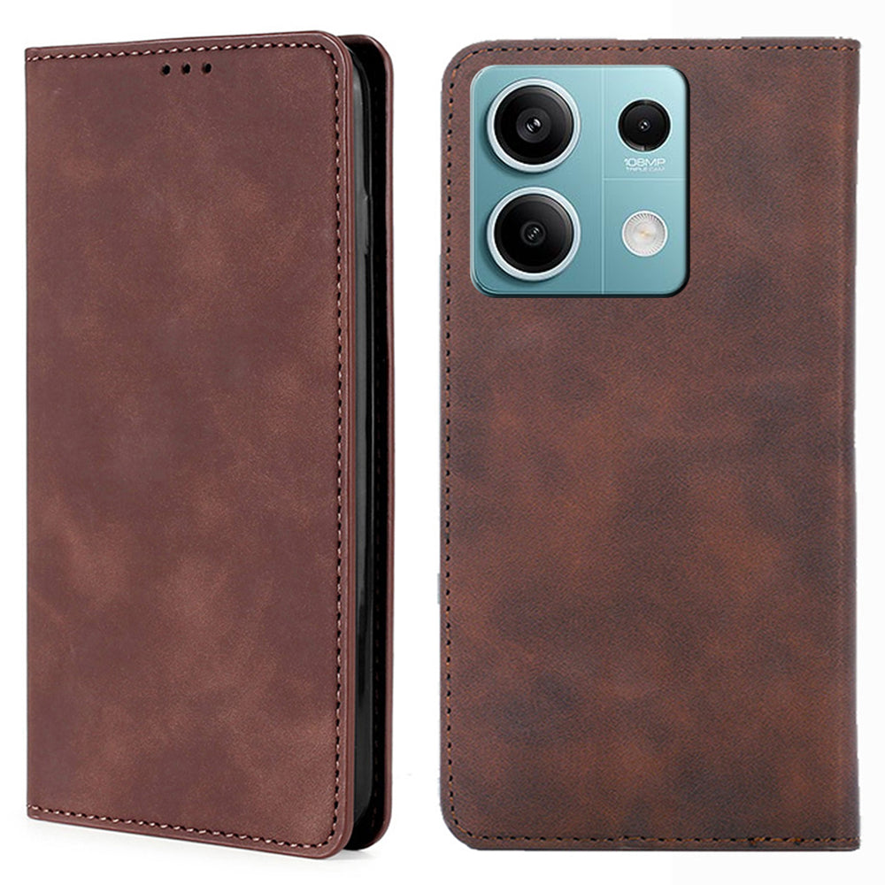 For Xiaomi Redmi Note 13 4G Case Skin-touch PU Leather Stand Smart Phone Cover