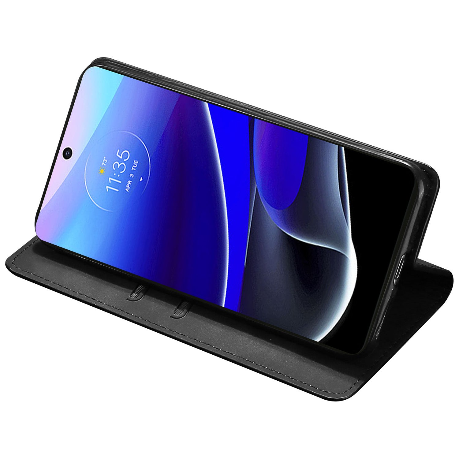 For Motorola Moto G Play (2024) 4G Skin-touch Case Card Slots Stand Phone Cover with Magnetic Closure