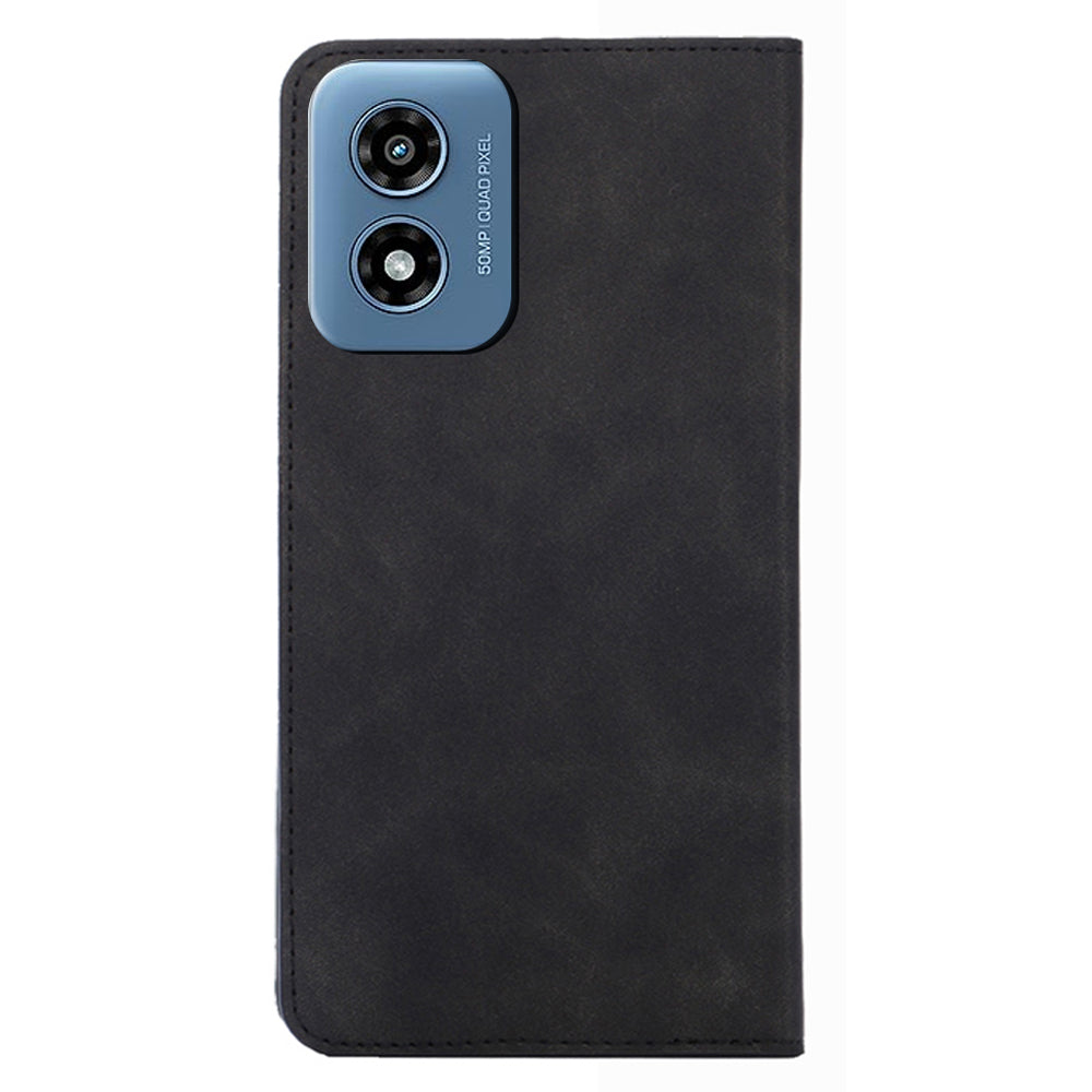 For Motorola Moto G Play (2024) 4G Skin-touch Case Card Slots Stand Phone Cover with Magnetic Closure