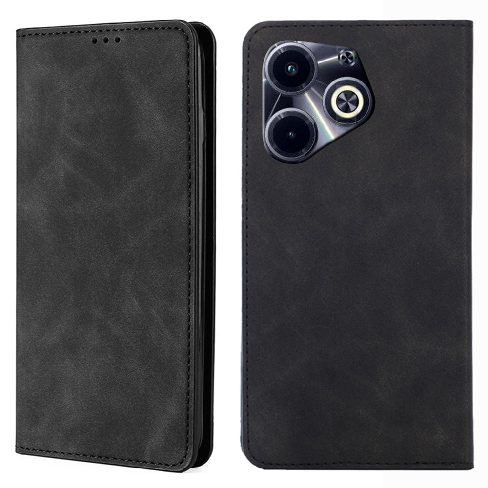 For Transsion Infinix Hot 40i Case Card Holder Skin-Touch Leather Flip Phone Cover