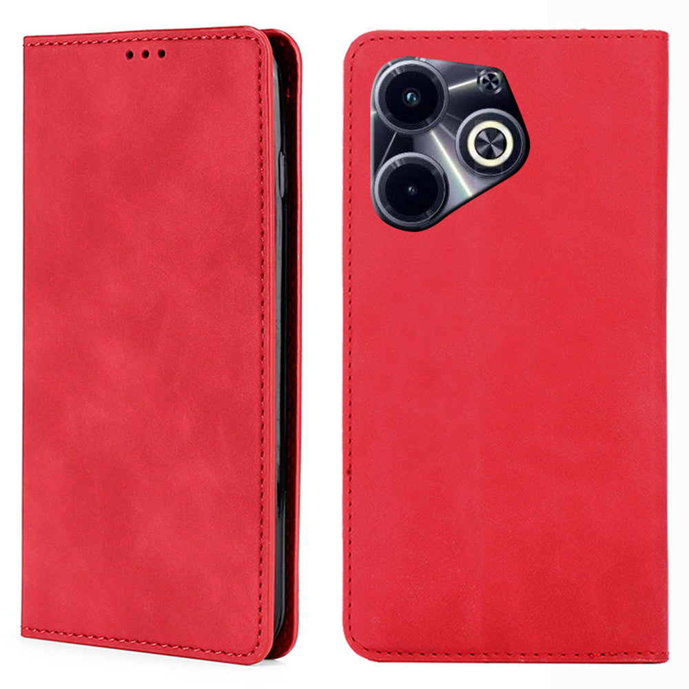 For Transsion Infinix Hot 40i Case Card Holder Skin-Touch Leather Flip Phone Cover